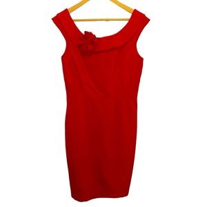 Calvin Klein Sleeveless Sheath Dress in True Red Size 8 Fully Lined Slit In Back